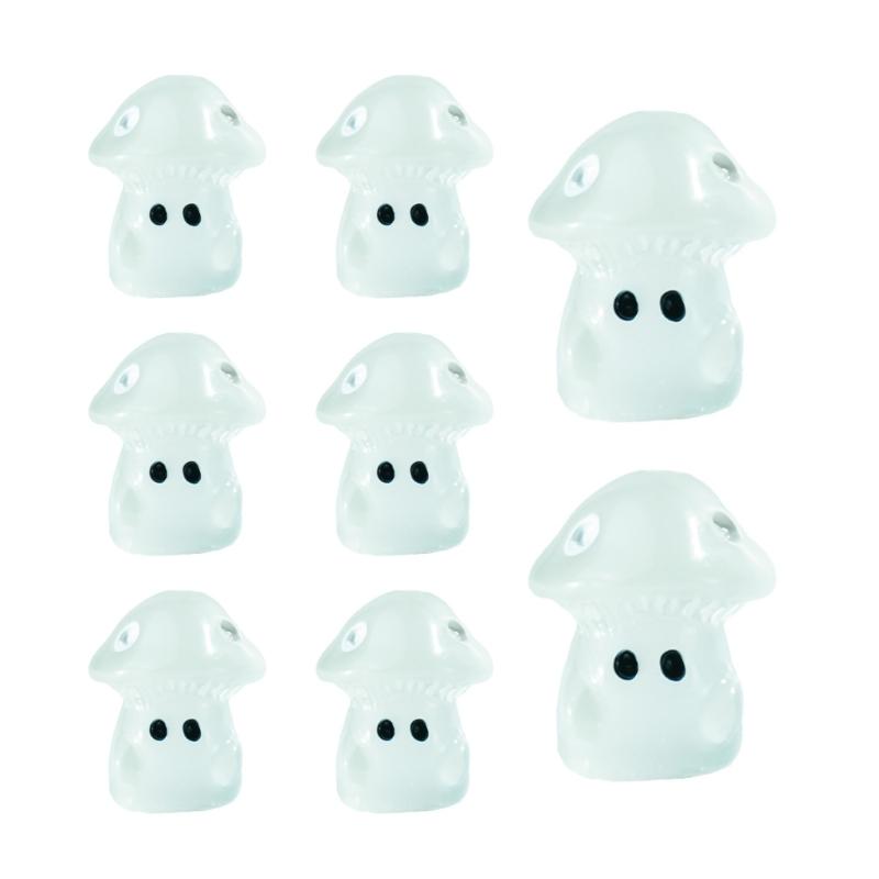 100Pcs Luminouses Resins Miniature Mushroom Glowing In Dark Miniature Mushroom DIY for Garden Decorations
