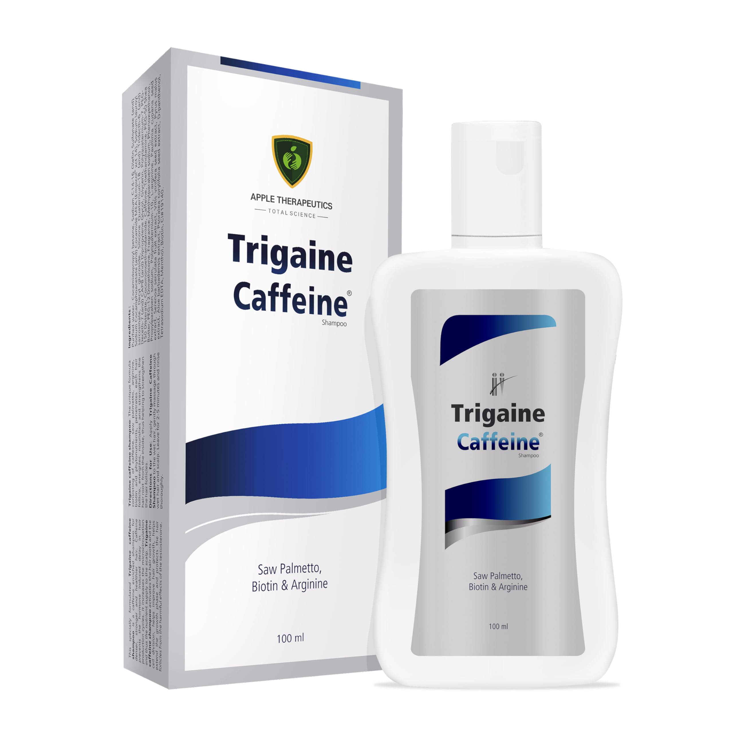 APPLE THERAPEUTICS Trigaine Caffeine Anti-Hair Fall Shampoo Scalp Shampoo For Hair Fall Dermatologist Recommended For Dull Dry & Damaged Hair (100m