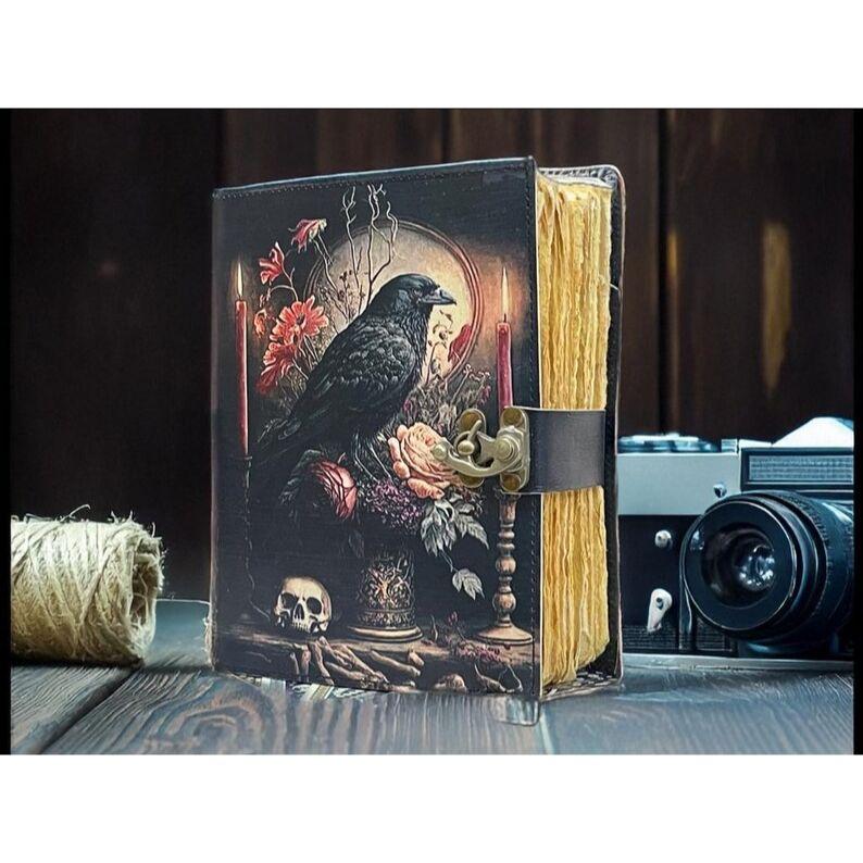 Гримуар Вороньей Кожи:  Винтажная книга заклинаний, Рукописная Книга Теней 7 x 5 inch