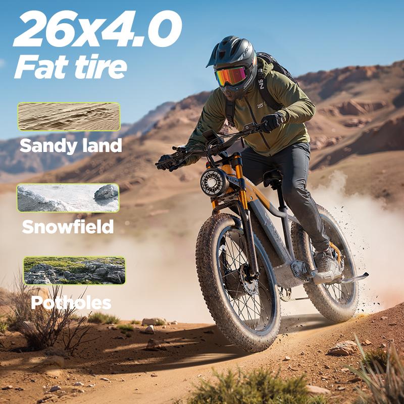 BURCHDA RX50 Elektrofahrrad mit zwei Motoren, 4000W, 48V 20Ah abnehmbarer Akku, 64 km/h Höchstgeschwindigkeit, Vollfederung, – für erwachsene Fahrer
