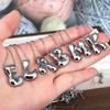 A-Z Balloon Bubbles 26 Letter Silver Color Neckalce Chunky Initial Alphabet Clavicle Choker Delicate Jewelry Gift for Her Joias