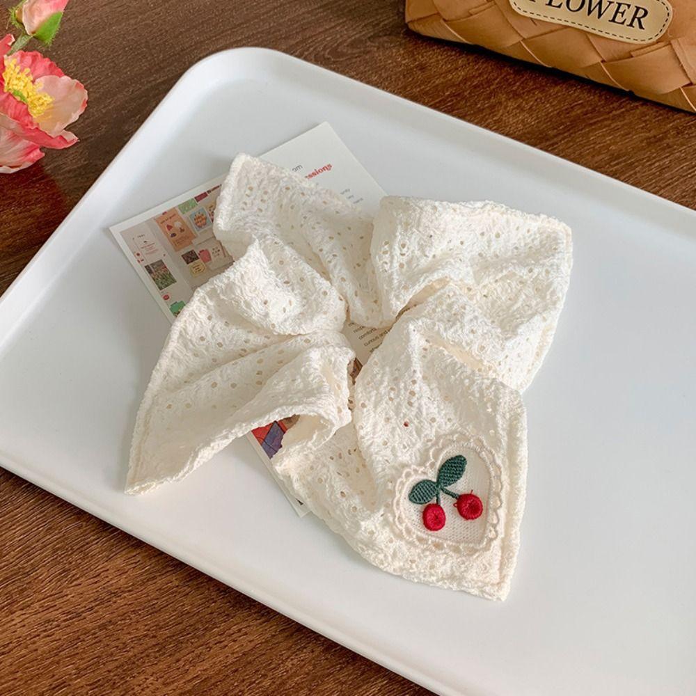 Head Wrap Hollowed-out Square Hair Circle Lace Heart Cherry Ponytail Rubber Rope Square Scarf