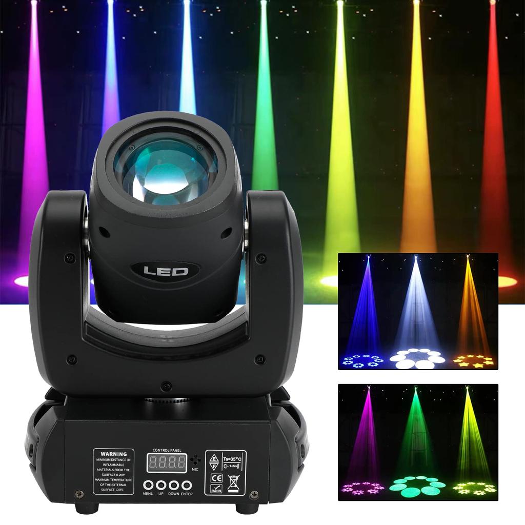 Frezon Stage Light High Brightness 100W LED Stage Light 12 Channels 4 Control Modes Stage Light Moving Light Degree Adjustable Panning Movement DMX512