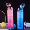 Fashionable Large-Capacity Water Bottle with Lanyard – Gradient Frosted Design for Men, Women, and Students 1L Outdoor Sports Bottle