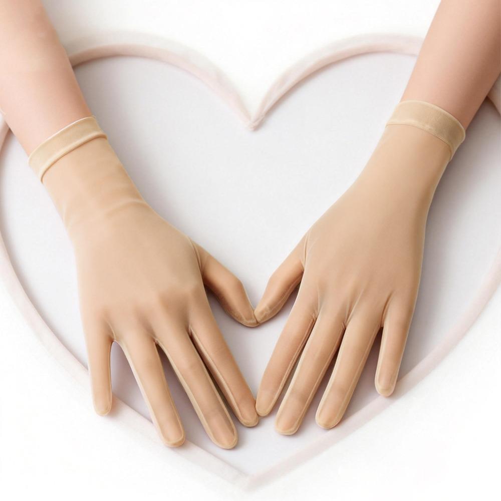 Thin Sun Protection Gloves Oily Glossy Wedding Gloves Transparent Gloves  Outdoor Sun Protection