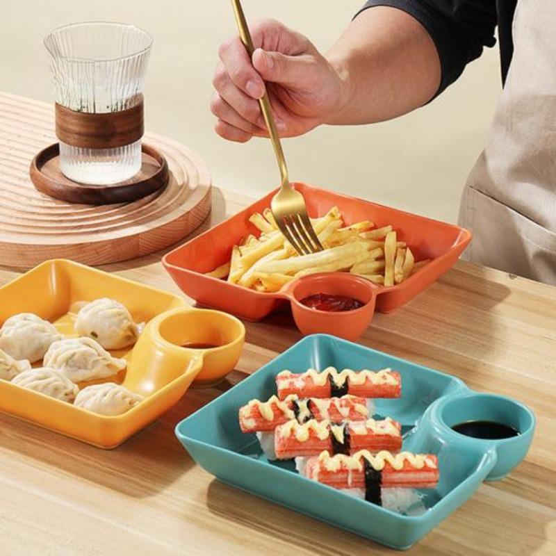 Piatto per ravioli antiscivolo, impilabile, in plastica, per immersione, piatto per sushi