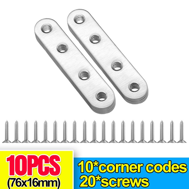 Stainless Steel Corner Bracket Metal Flat Straight Brace Fixed Connecting Plate Corner Brackets For Reapiring Furniture Cabinet