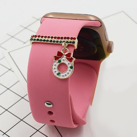 Watch Band Decoration Ring Festive Enamel Colorful Geometric Smooth Decorative Gift Christmas Tree Santa