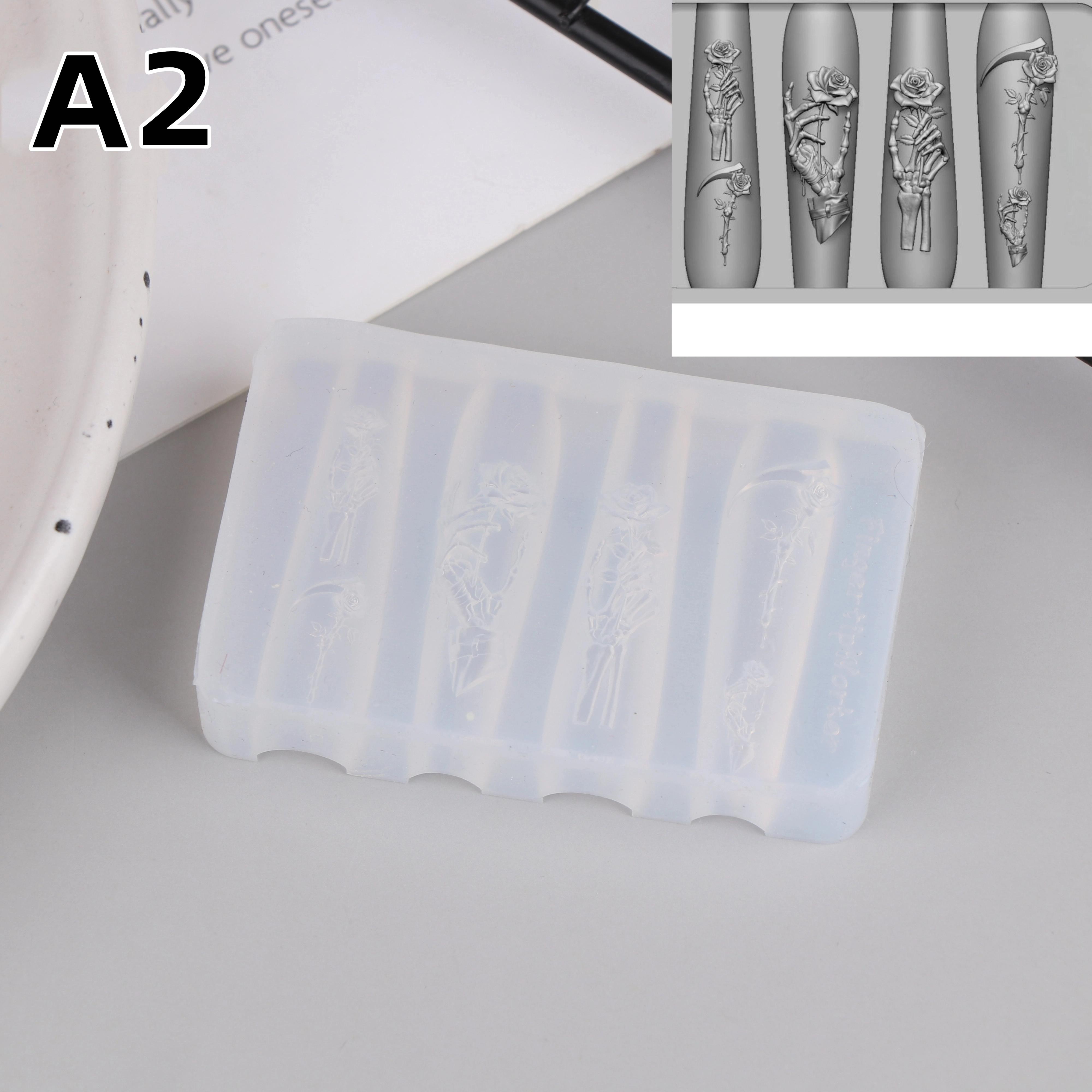 

1 шт. Хэллоуин 3D Цветы Прозрачная Форма для Дизайна Ногтей Резные Узоры DIY Креативная Резная Силиконовая Форма для Ногтей