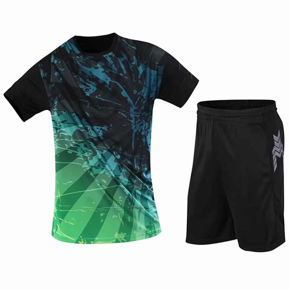 Set Estivo 3D Maglietta da Tennis, Maglietta da Badminton, Scollo a O, Moda Casual, Set di Pantaloncini, Set Maglietta da Tennistavolo da Uomo e Donna, Tuta da Tennistavolo
