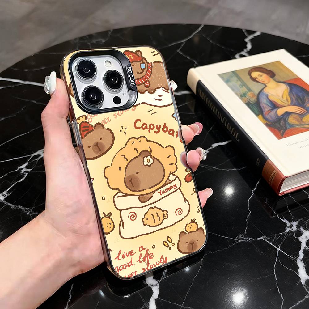

Capybara Cute Cartoon Phone Case For iPhone 17,16,15,14,13,12,11 Plus,Pro Max,XS,Colorful Silver Black Cover iPhone16se4