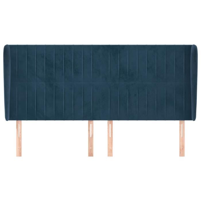 VidaXL Tête de lit avec oreilles Bleu foncé 183x23x118-128 cm Velours3118258