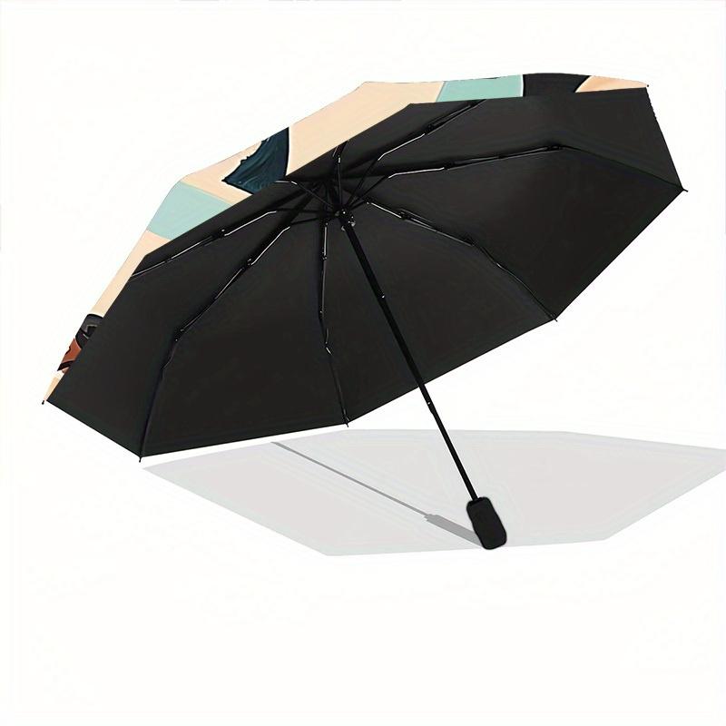 1pc Dogs Friends Automatic Open/Close Umbrella - Compact Travel Umbrella, 8-Rib Heavy-Duty Construction, Ideal Gift, Outdoor Accessory082