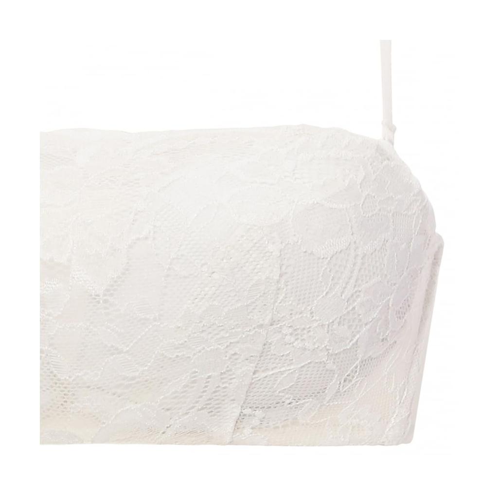 AMOSTYLE Bandeau Bra Panties Lace 1202 C70M Size (Removable Straps) & Set, Chic, (White),