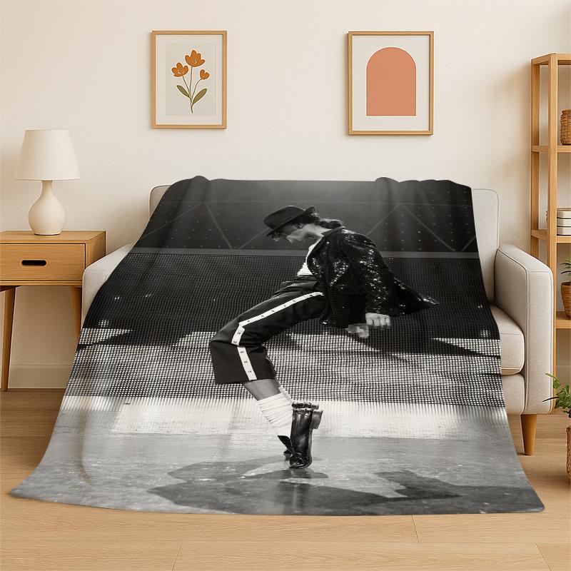 Retro MJ Michael Jackson King of Pop Weiche Flanelldecke, Gemütliche Decke für Bett, Couch, Sofa, Schlafzimmer, Wohnzimmer, Reise Kind