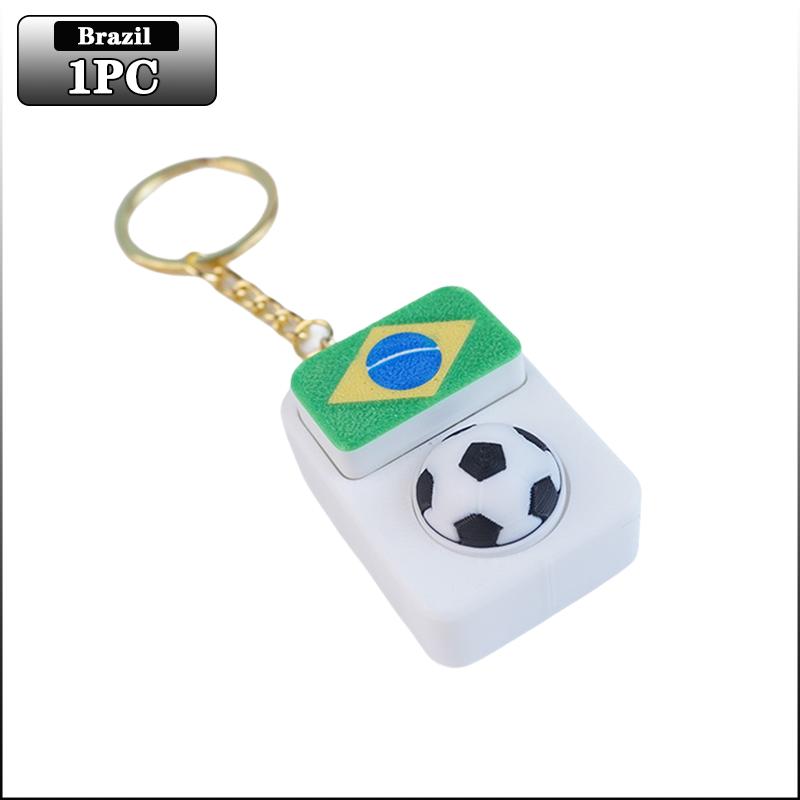 Spinning Soccer Clicker Keychain with Flag Pendant Stress Relief Fidget Toy for Fans Collectible Memorial Gift Boys Girls