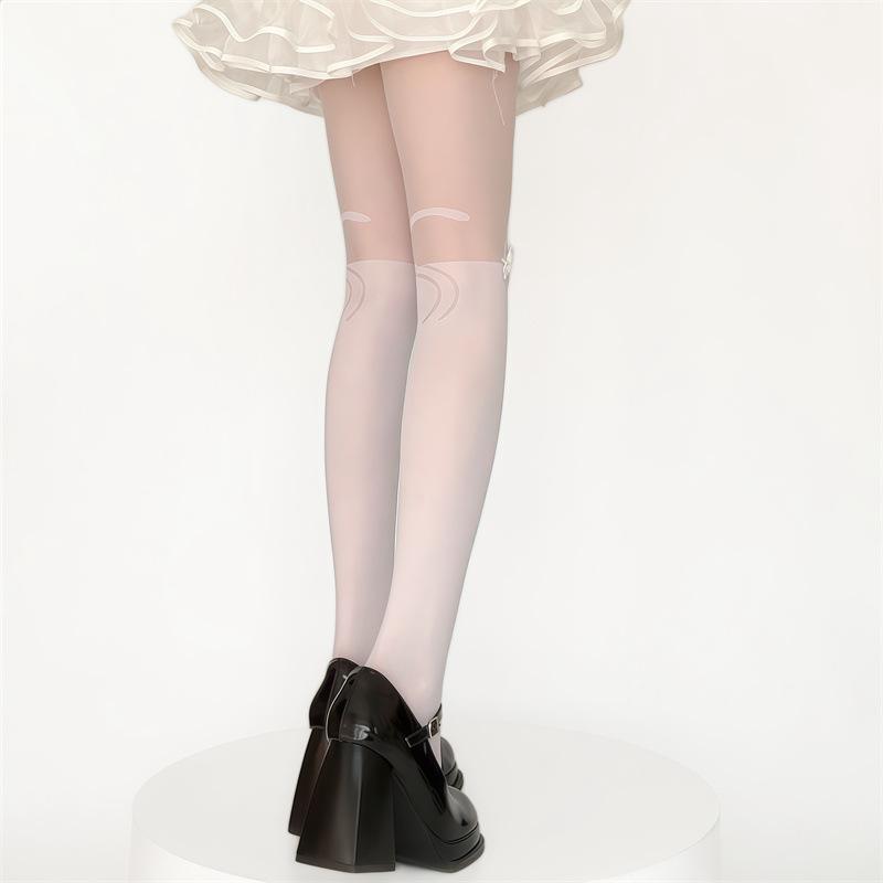 Cute Cartoon Animal Kitten Knee Stockings, Summer Clear Thin Thin Japanese Girl Heart Long Leg Stockings