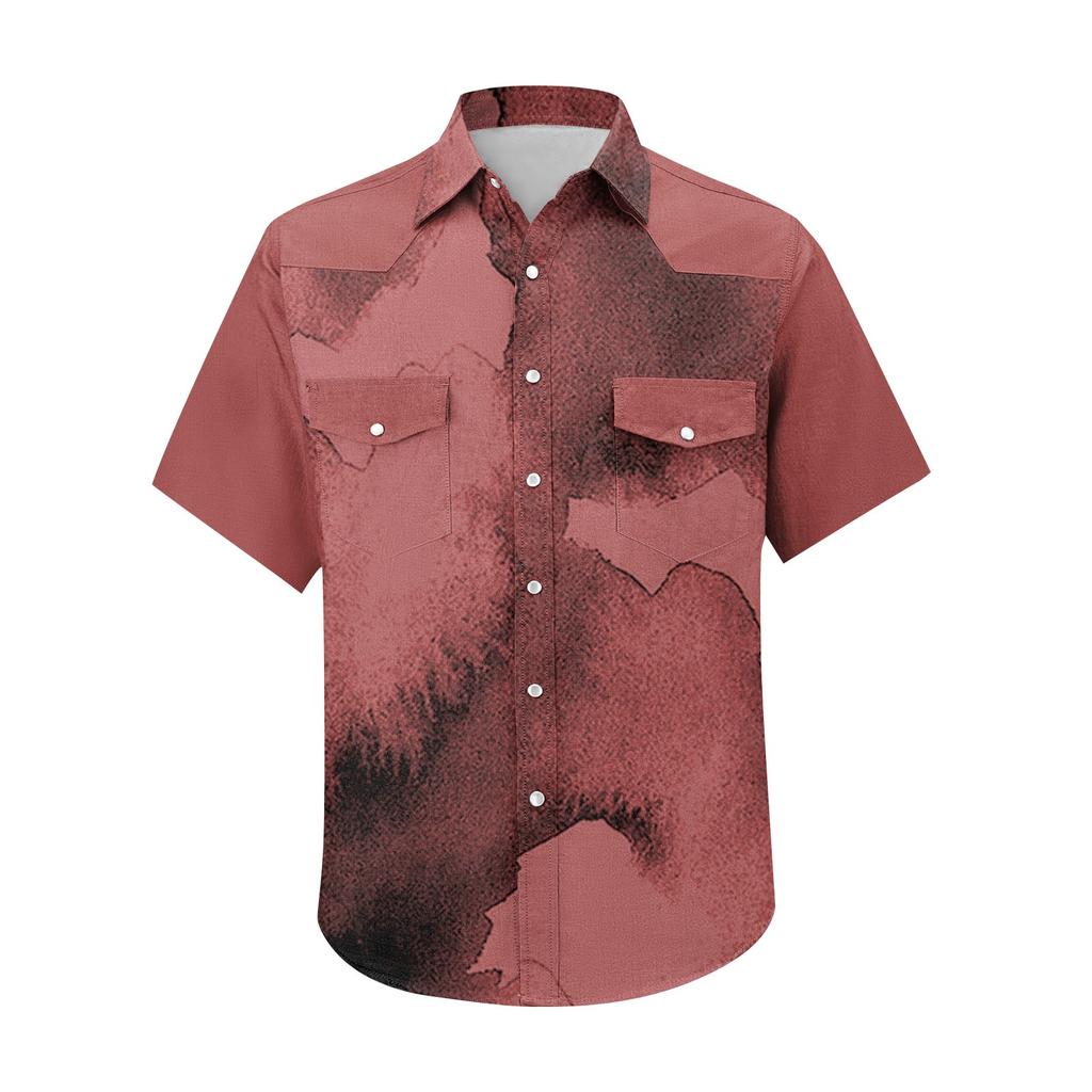 Men'S Fashionable Lapel And Shoulder Length Short Sleeved Casual Top