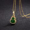 New Chinese-style retro chalcedony green gourd necklace for women, inlaid with diamonds, elegant and luxurious, with a high-end feel, versatile