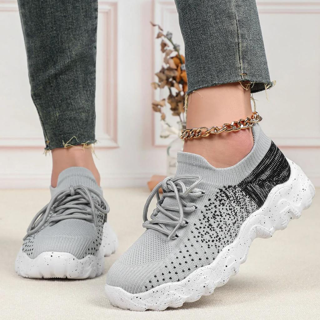 Breathable Platform Sneakers Knitted Chunky Shoes for Women Men Leisure Walking Shoes Trendy Socks Shoes Non-slip Wear-resistant