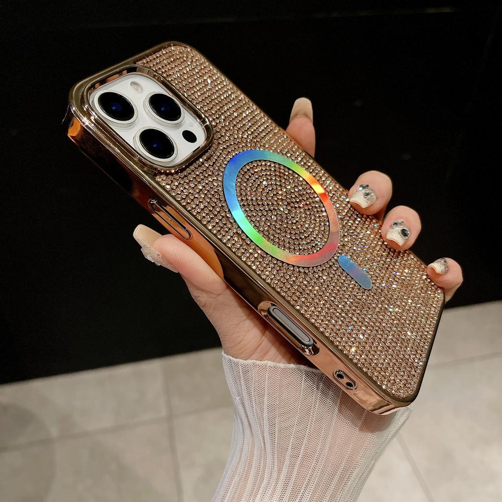 For IPhone 17 Promax Phone Case 16pro Luxury Rhinestone Magnetic Suction for Apple 14 Thousand Diamond Glitter Fans 15 New