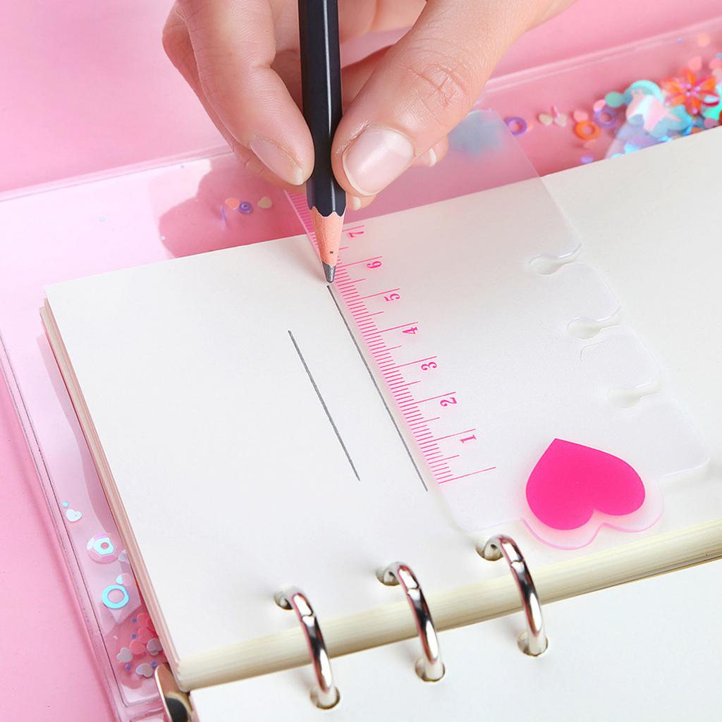 5Pcs 6 Hole Pre-Punched Binder Divider with Measuring Ruler Bendable Clear Plastic Bookmarks Ruler For Journal Notebook
