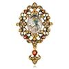 Women Alloy Brooch Fashionable Retro Breastpin Shell Beauty Head Crystal Inlaid Dress Accessories for Ladies