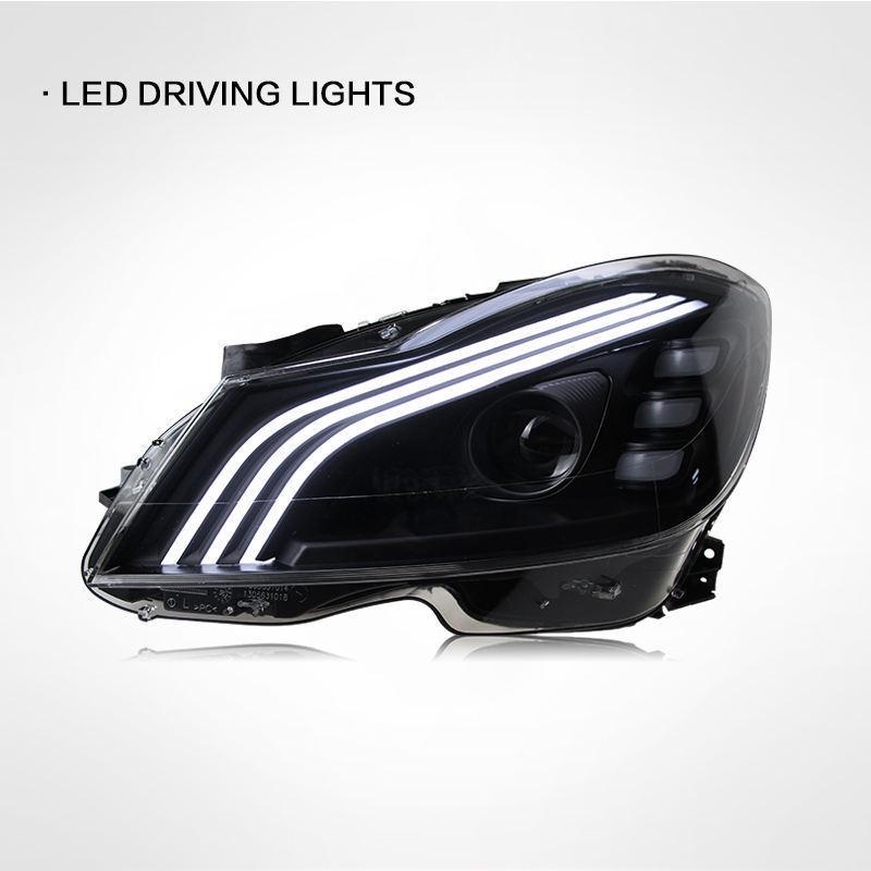 Compatible LED Bi-Xenon Projector Headlights for 07-14 Mercedes-Benz W204 C-Class C180/C200