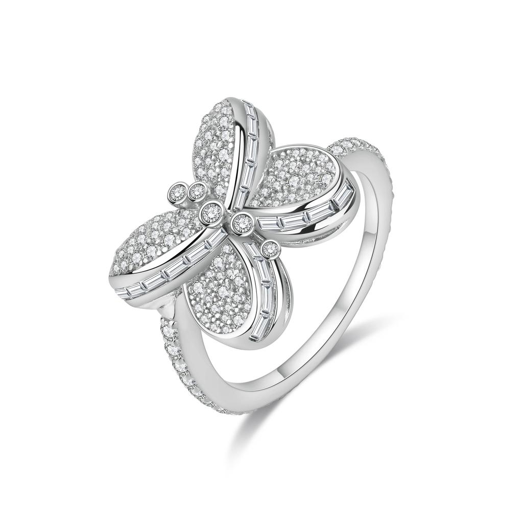 Princess Butterfly Ring Women's Premium Light Luxury Buterfly Butterfly Ring Women's 925 Sterling Silver