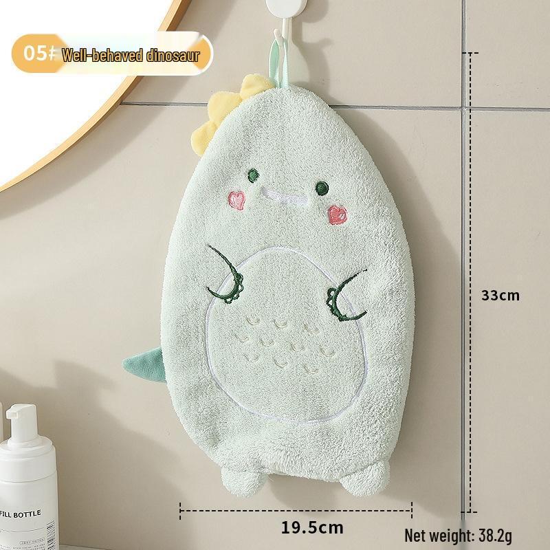 Cute Dinosaur Coral Fleece Hand Towel (2-Pack)