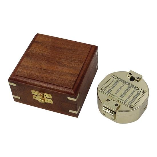 Brass Brunton Compass with Wooden Box 7.6 Cm Christmas, Birthday, Wedding, Anniversary, Gift for Him