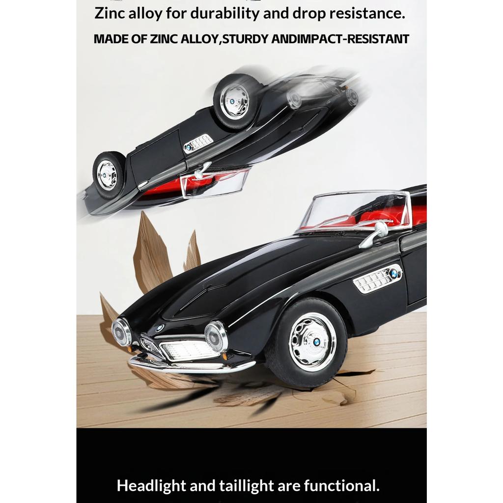 1/24 BMW 507 Legierungsauto-Modell Simulation Sound und Licht Metall-Druckgusskarosserie Sammlerstücke Kinderspielzeug Geschenke Feiertagsdekorationen
