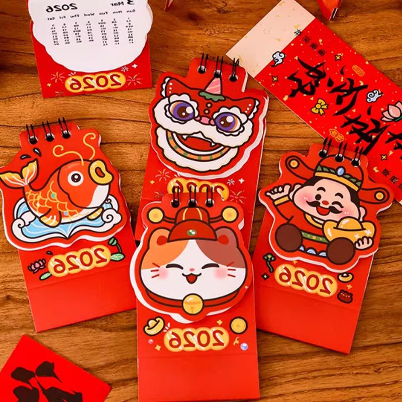 2026 Horse Year Mini Desk Calendar Cartoon Portable Coil Monthly Calendar Planner Office And Home Decor