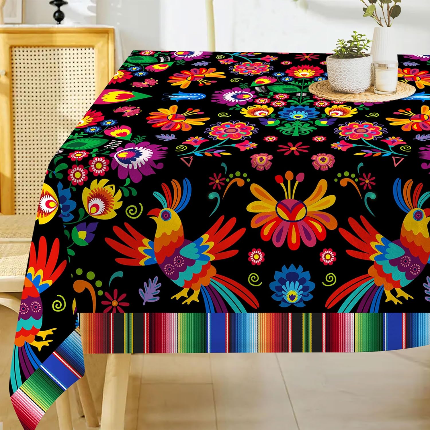 Jingyue Pet Unisex Mexican Marigold Rectangle Table Cloth For Table Decor Kitchen Dining Waterproof Reusable Tablecloth For Tables Party Picnic