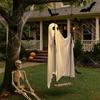 Floating Ghost for Patio Trees Halloween Hanging Swing Decor with String Lights, Glowing Adjustable Swinging Props Ornament Yard Tree, Outdoor Spooky