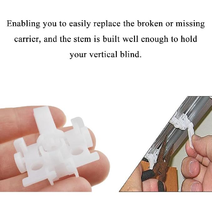 Acoeitl Vertical Blind Repair Carrier With Stem - Blinds Repair Kit, White Replacement Parts, Curtain Accessories - 10 Pcs