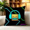 GGeometry Dash Lite Rhythm Game  Square DoubleSided Printed Pillow Case Bedroom Bedside Pillow Sofa Cushion Cover