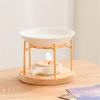 Ceramics Essential Oil Melt Warmer Diffuser Aromatherapist Tealight Candle Burners with Wood Stand for Meditations Room