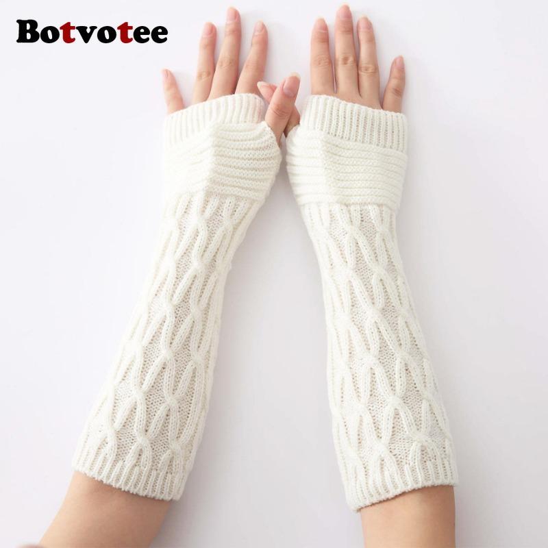 Botvotee Y2k Accessories Sleeves for Women Free Shipping Arm Warmers Winter Warm Knit Fingerless Gloves Half Finger Oversleeve