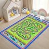 Kids Fun Interactive Traffic Pattern Carpet Race Track City Road Play Mat Easy Clean Rug for Living Room Kids Bedroom