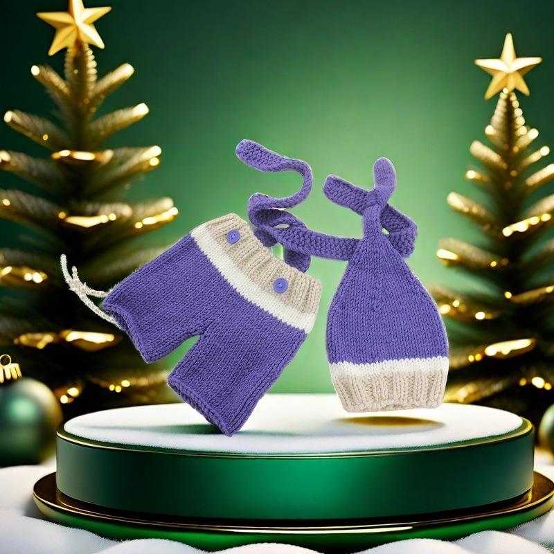 Newborn Christmas Wool Knit Costume - Cute Baby Photography Prop