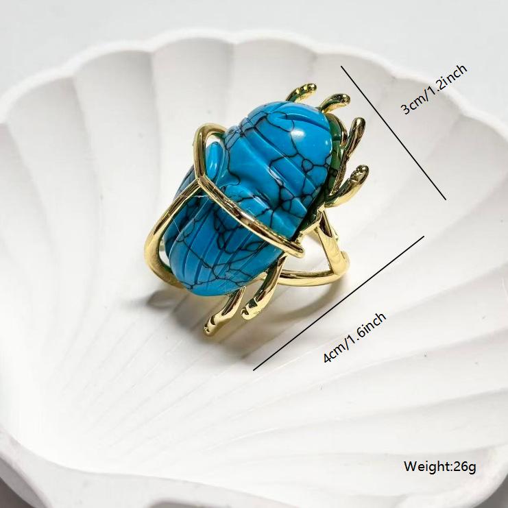 

Hot selling three-dimensional natural stone insect cicada ring niche personality fun ring amazon