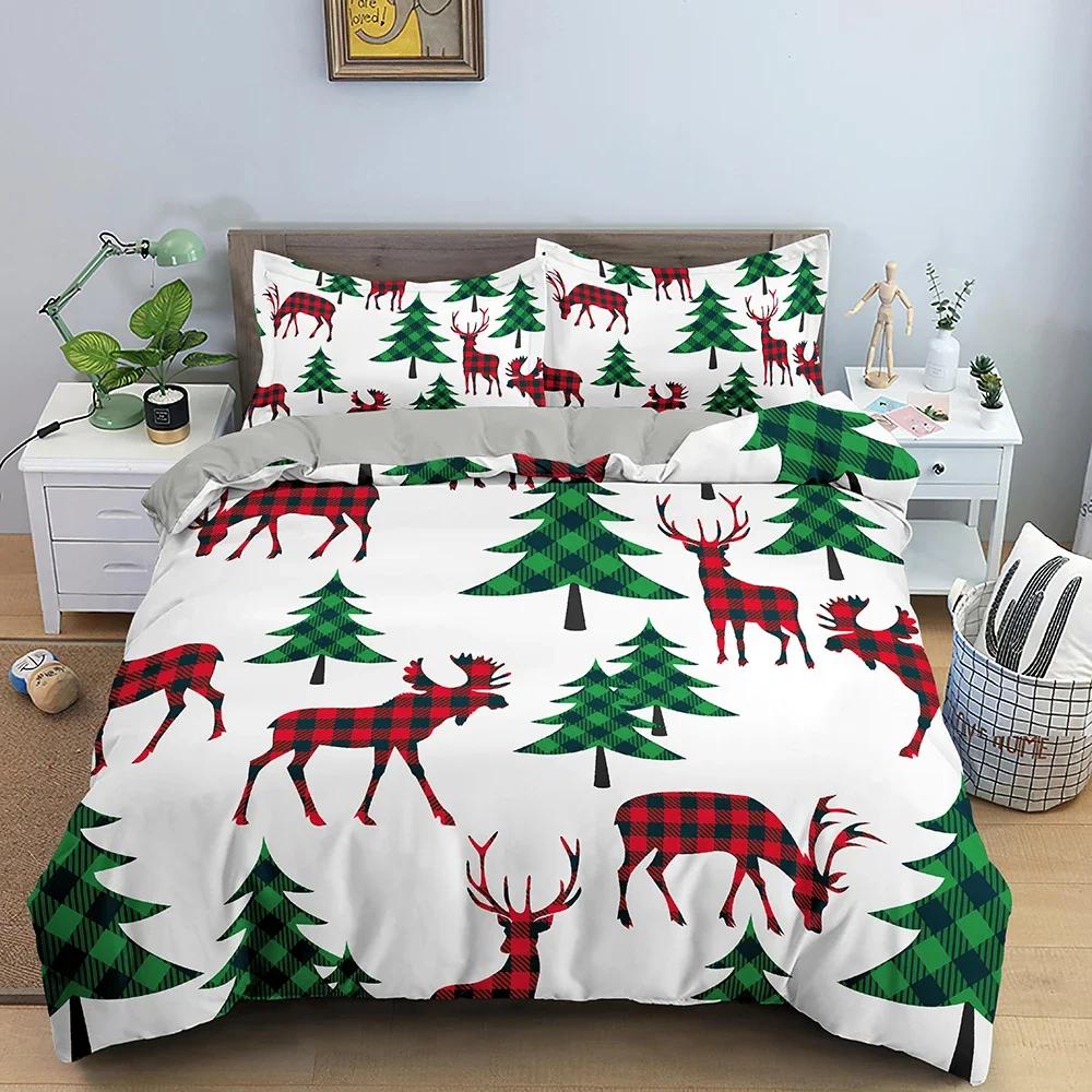 Christmas Decoration Bedding Set Luxury Soft Duvet Cover Set 3D Christmas Printed Quilt Cover King Queen Twin Size Home Textile