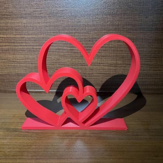 Heart Sculpture 3D Printed Plastic Love Heart Figurine for Wedding Anniversary Couples Gift Modern Heart Statue