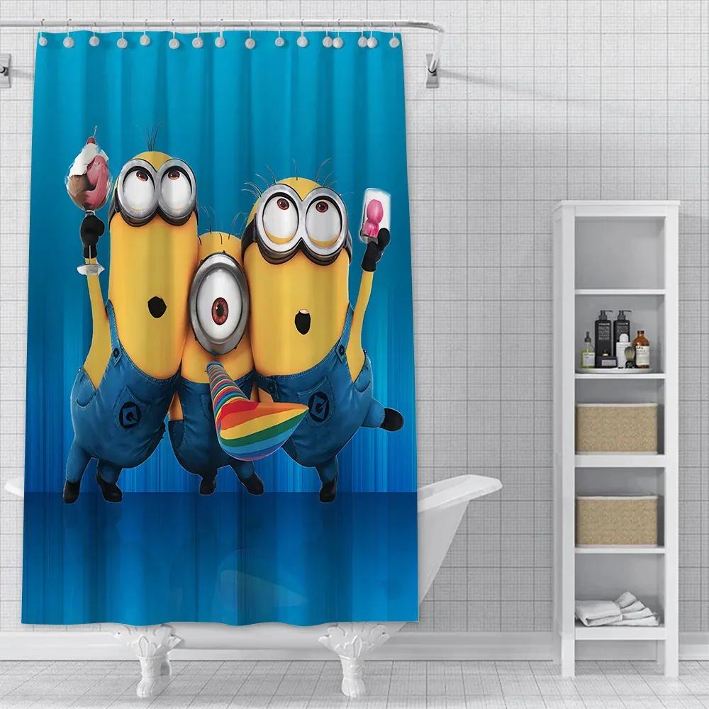 JDJ32Hot S-Minions Cartoon Shower Curtain Waterproof Polyester Fabric Paint Colorful Bath Curtains Home Bathroom Curtain Wit3M