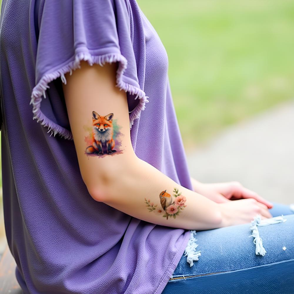 28 Stück Temporäre Tattoos Temporäre Tattoo-Aufkleber Igel Einhorn Seepferdchen Für Schultern Arme Mädchen