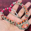 Coral Handmade Gemstone Nepali Necklace, 925 Solid Sterling Silver Antique Jewelry Adjustable Chain Necklace, For Engagement Gift