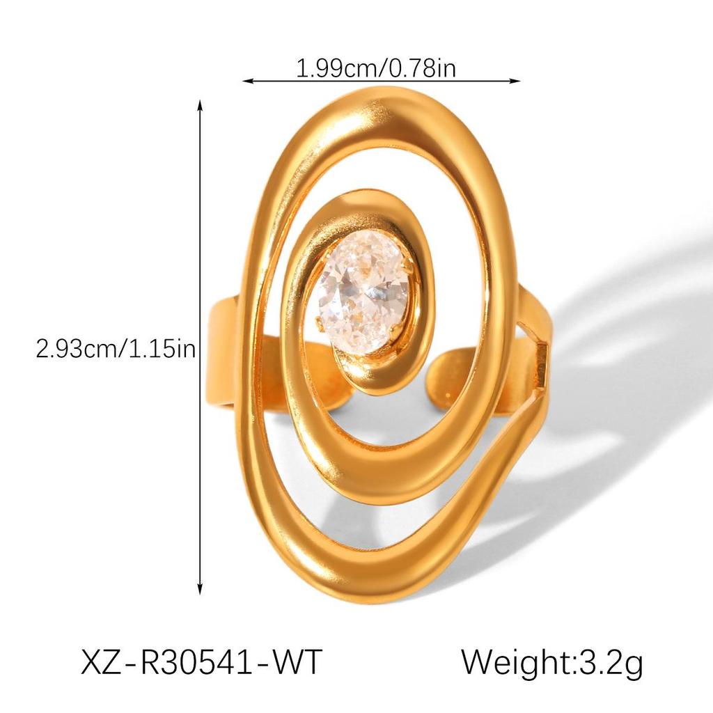 18K Goldbeschichteter Titanstahl Zirkonring für Damen - Hochwertiger Luxusschmuck