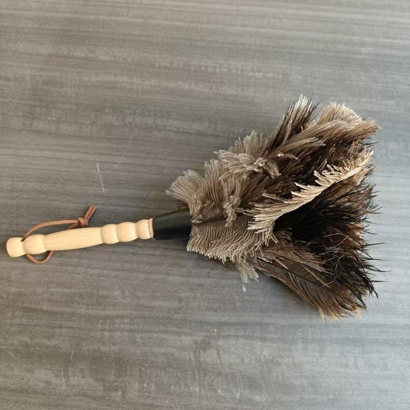 Feather Duster Wooden Handle Duster Anti-Static Dust Removal Dusters Ostrich Duster Feather Fur Brush For Home Cleaning Tools