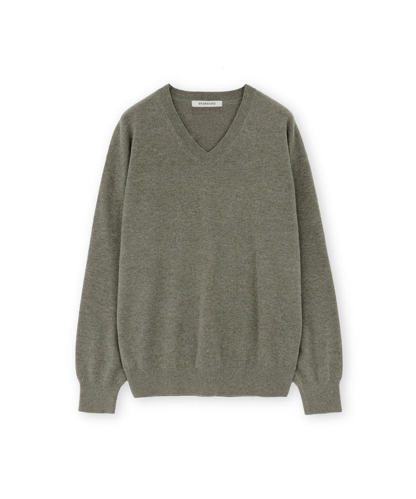 Beulaunyadeu Extra Super Fine V-Neck Knit, Olive Gray